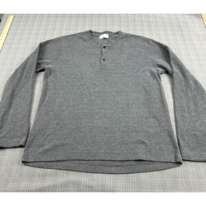 Cotton & Co Henley Shirt Mens‎ XL Grey Thermal Base Layer Long Sleeve